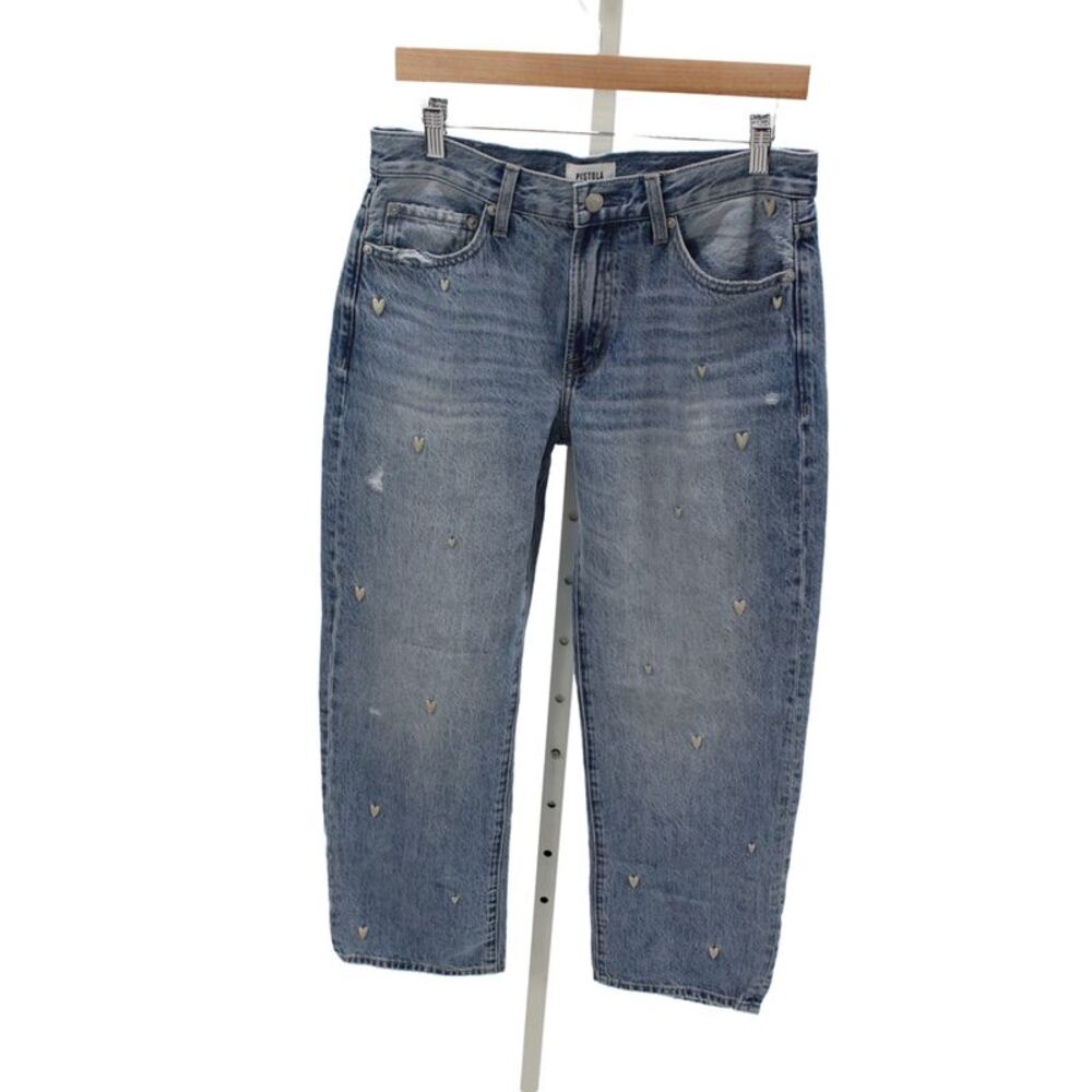 Pistola Womens Straight Blue Cotton High Rise Jeans Size 28